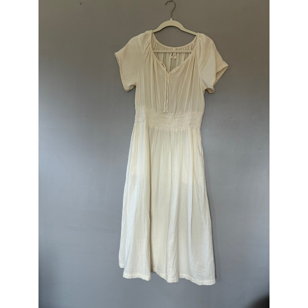 Pact M organic cotton flowy gauze midi dress granola sustainable boho ren fair